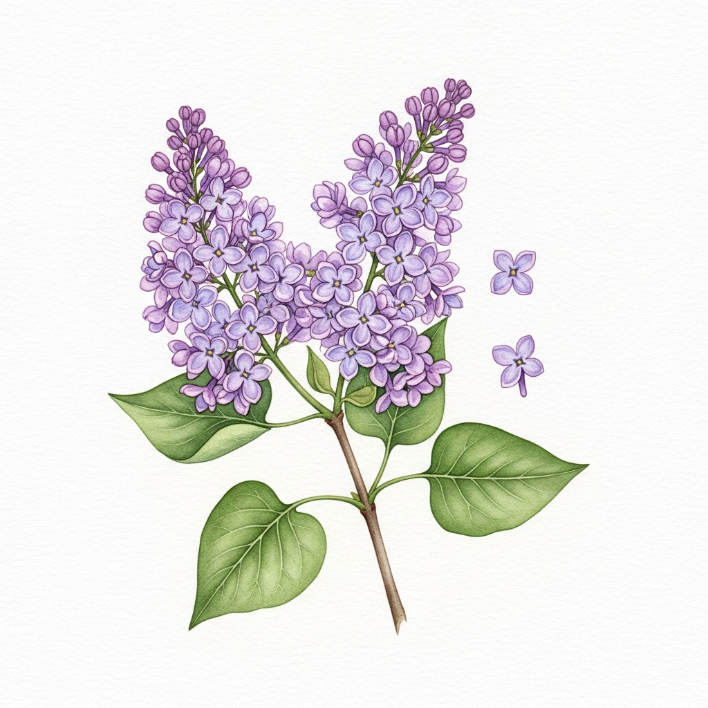 Акварельная ветка сирени